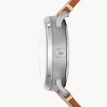 Fossil Commuter Automatic Skeleton Blue Dial Brown Leather Strap Watch for Men - ME3159