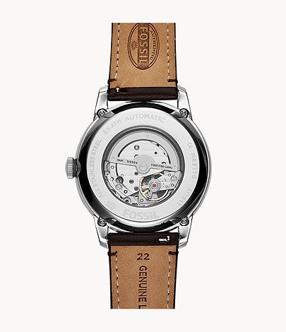 Fossil Townsman Automatic Blue Dial Brown Leather Strap Watch for Men - ME3110