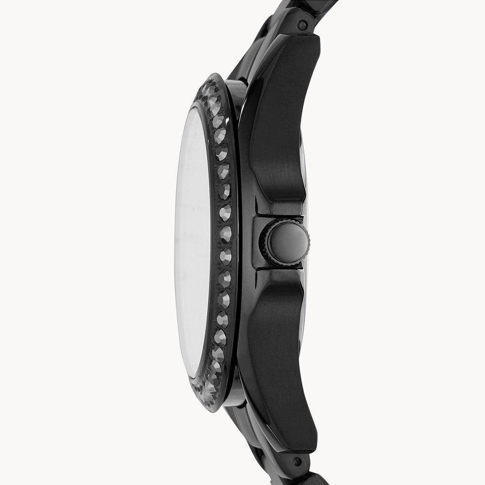 Fossil Riley Multifunction Black Dial Black Steel Strap Watch for Women - ES4519