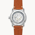 Fossil Commuter Automatic Skeleton Blue Dial Brown Leather Strap Watch for Men - ME3159