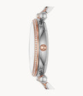 Fossil Carlie Silver Dial Two Tone Steel Strap Watch for Women - ES4342