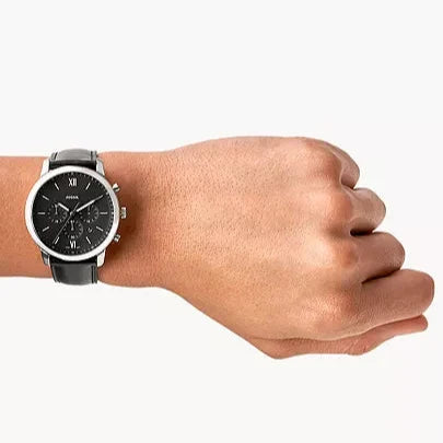 Fossil Neutra Chronograph Blue Dial Blue Leather Strap Watch for Men - FS5454
