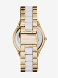 Michael Kors Slim Runway Quartz White Dial Two Tone Steel Strap Watch For Women - MK4295