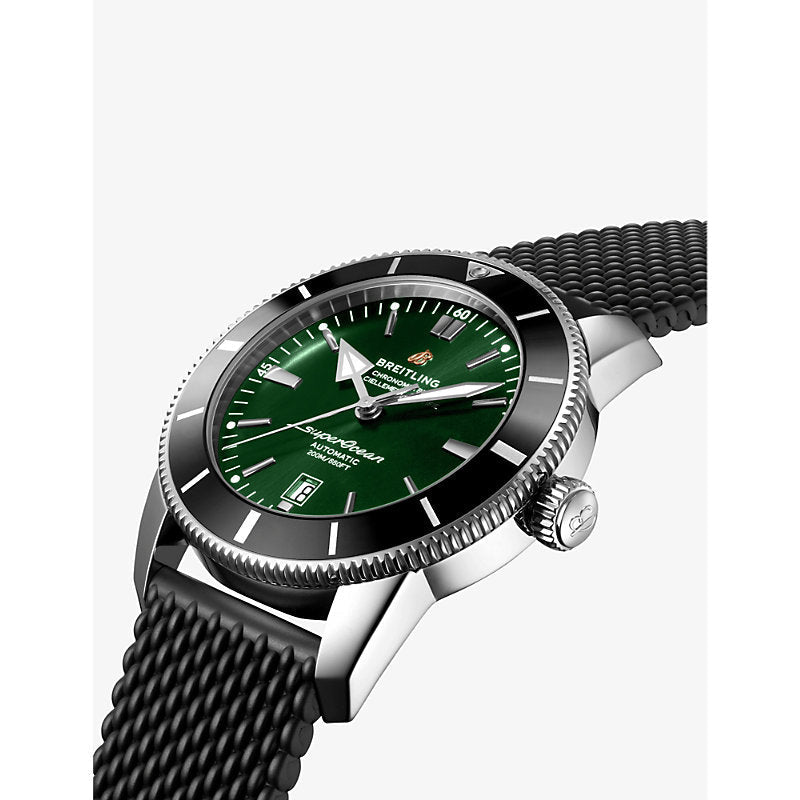 Breitling Superocean Heritage B20 Automatic 46 Green Dial Black Mesh Bracelet Watch for Men - AB2020121L1S1