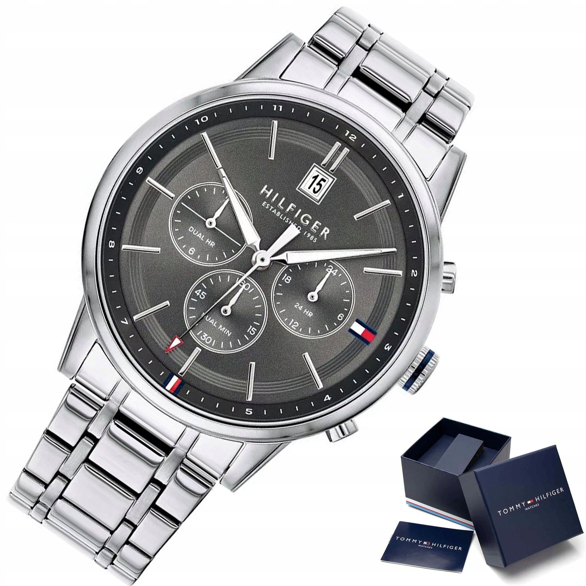 Tommy Hilfiger Kyle Chronograph Grey Dial Silver Steel Strap Watch for Men - 1791632