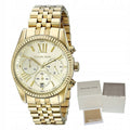 Michael Kors Lexington Chronograph Gold Dial Gold Steel Strap Watch for Women - MK5556