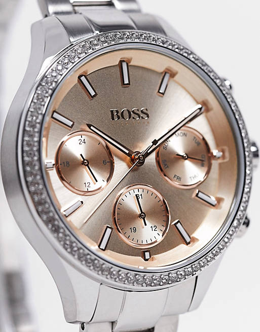 Hugo Boss Hera Rose Pink Dial Silver Steel Strap Watch for Women - 1502565