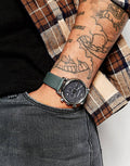 Emporio Armani Luigi Chronograph Quartz Grey Dial Grey Leather Strap Watch For Men - AR1735