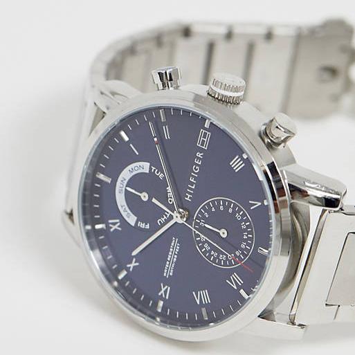 Tommy Hilfiger Kane Blue Dial Silver Steel Strap Watch for Men - 1710401