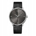 Calvin Klein Grey Dial Black Leather Strap Watch for Women - K2Y2Y1CU