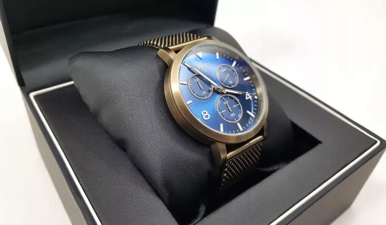Hugo Boss Spirit Blue Dial Grey Mesh Bracelet Watch for Men - 1513693