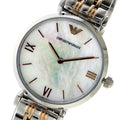 Emporio Armani Gianni T-Bar Mother of Pearl Dial Two Tone Steel Strap Watch For Women - AR1987