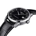 Tissot T Classic Luxury Powermatic 80 Black Dial Black Leather Strap Watch For Men - T086.408.16.051.00