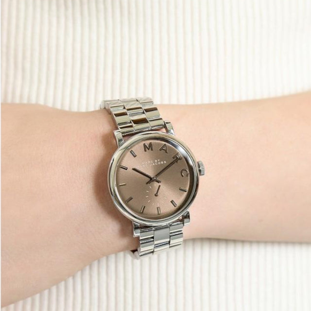 Marc Jacobs Baker Brown Dial Silver Steel Strap Watch For Women - MBM3329