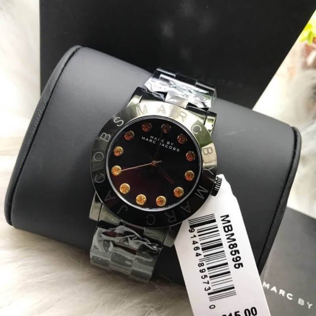 Marc Jacobs Amy Black Dial Black Steel Strap Watch for Women - MBM8595