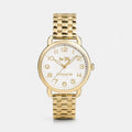 Coach Delancey Classic White Dial Gold Steel Strap Watch for Women - 14502261