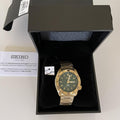 Seiko 5 Sports HUF Limited Edition Green Dial Gold Steel Strap Watch For Men - SRPJ20