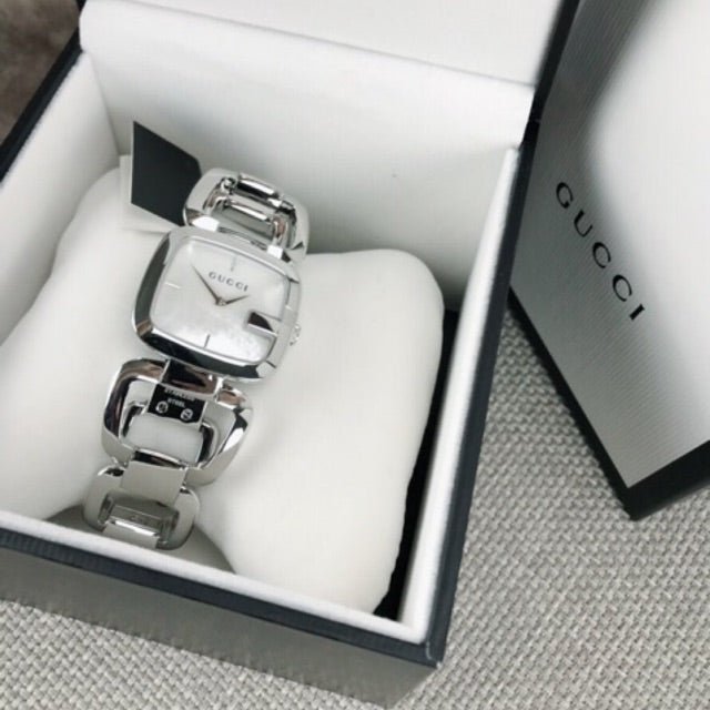 Gucci G-Class Mother of Pearl Dial Silver Steel Strap Watch For Women - YA125404