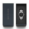 Daniel Wellington Iconic Link Black Dial Silver Steel Strap Watch For Women - DW00100342
