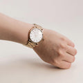 Marc Jacobs Baker White Dial Rose Gold Steel Strap Watch for Women - MBM3244
