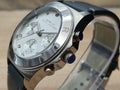 Marc Jacobs Blade Chronograph White Dial Black Leather Strap Watch for Women - MBM1189