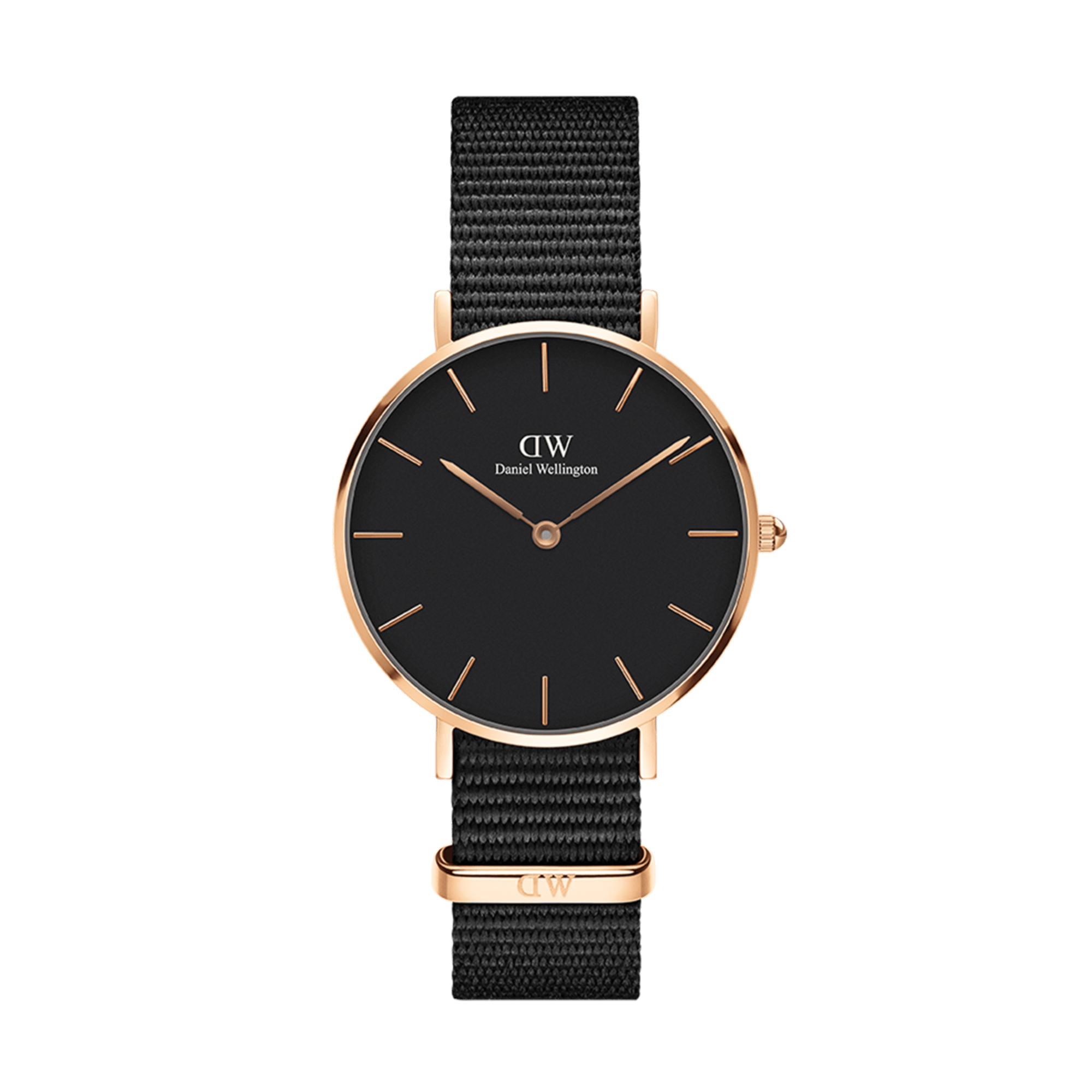 Daniel Wellington Classic Petite Cornwall Black Dial Black NATO Strap Watch For Women - DW00100215