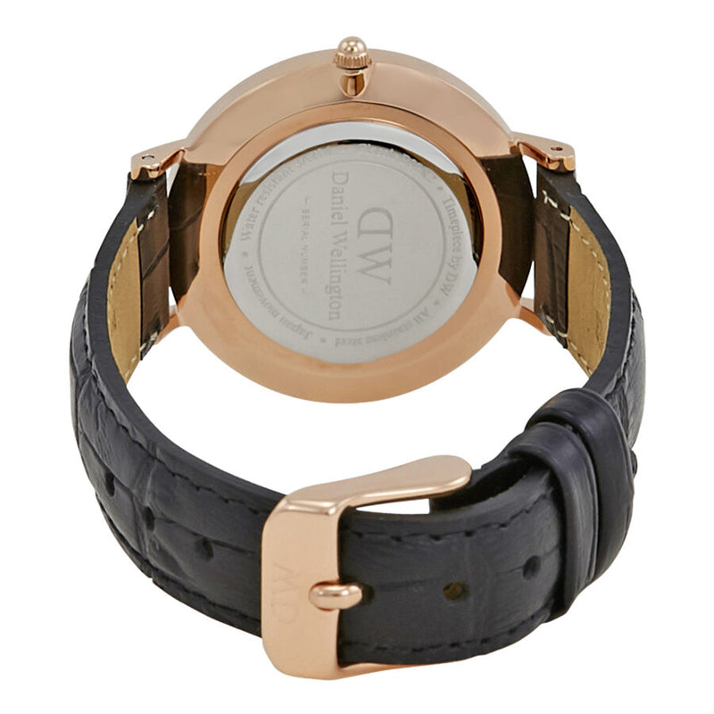 Daniel Wellington Classic Petite Reading Black Dial Black Leather Strap Watch For Women - DW00100167