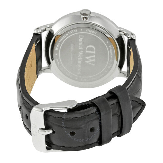 Daniel Wellington Dapper Reading Quartz White Dial Black Leather Strap Watch For Women - DW00100117