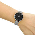 Daniel Wellington Classic Petite Sterling Black Dial Silver Mesh Bracelet Watch For Women - DW00100162
