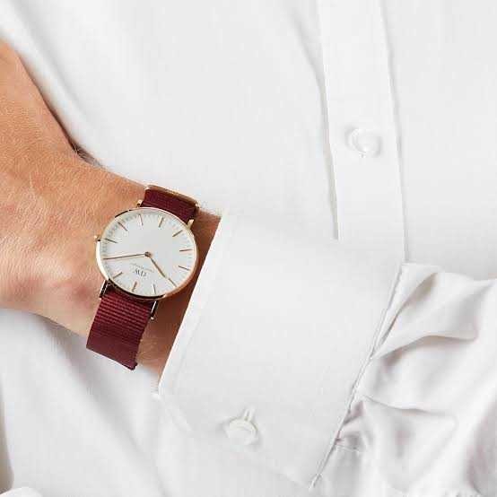 Daniel Wellington Classic Roselyn White Dial Red NATO Strap Watch For Women - DW00100271