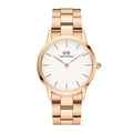 Daniel Wellington Iconic Link White Dial Rose Gold Steel Strap Watch For Women - DW00100209