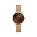 Daniel Wellington Petite Amber Brown Dial Gold Mesh Strap Watch For Women - DW00100476