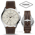Fossil Forrester Chronograph White Dial Brown Leather Strap Watch for Men - FS5696