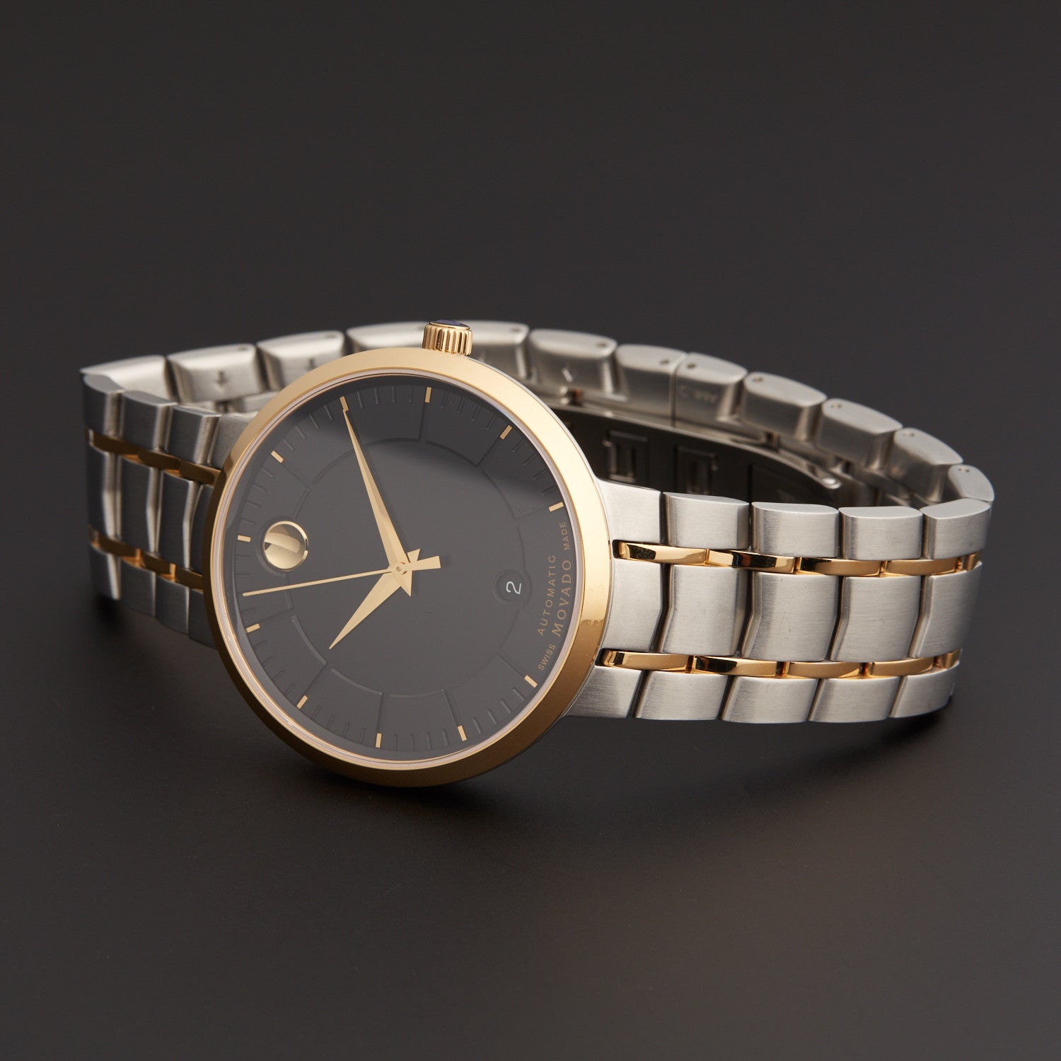 Movado 1881 Automatic Black Dial Two Tone Steel Strap Watch For Men - 0606916