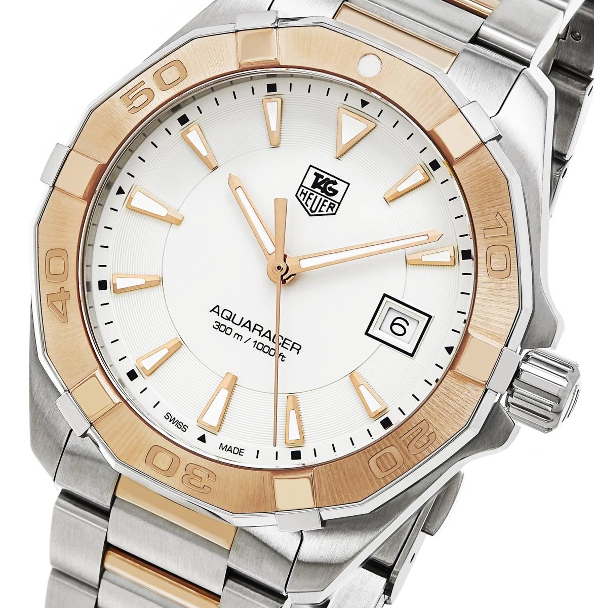Tag Heuer Aquaracer Quartz White Dial Silver Strap Watch for Men - WAY1150.BD0911