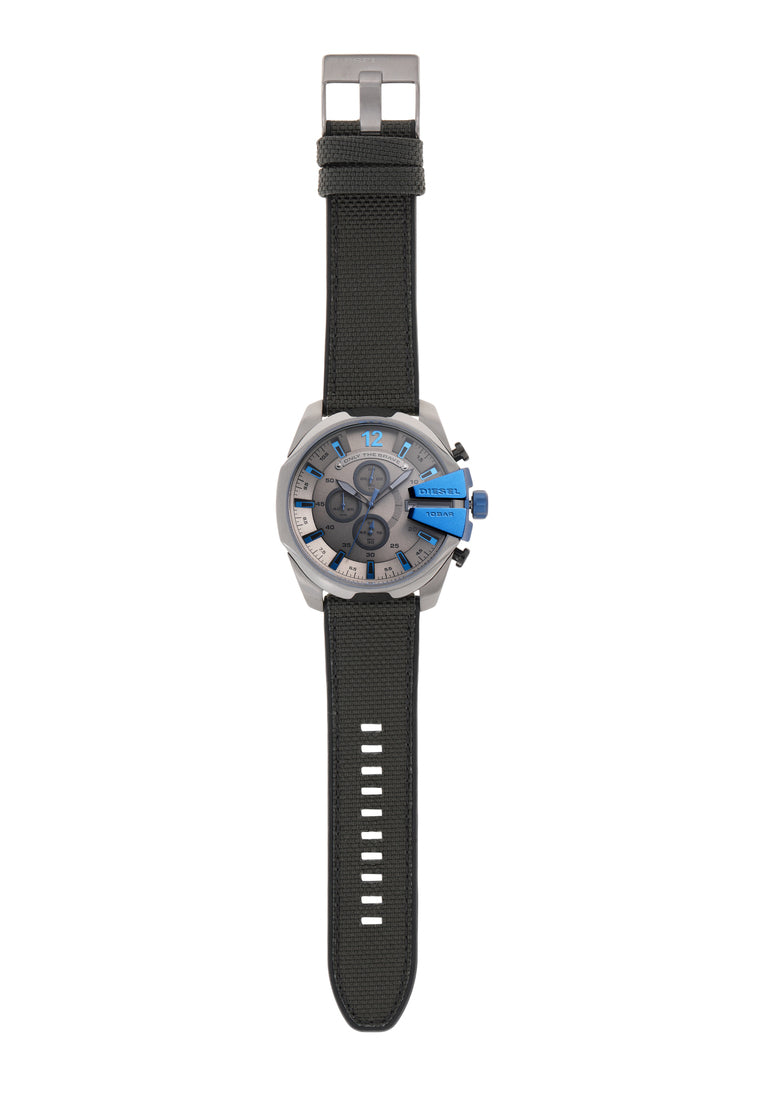 Diesel Mega Chief Chronograph Black Dial Black Nylon Strap Watch For Men - DZ4500