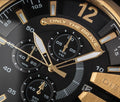 Diesel Mega Chief Chronograph Black Dial Black Leather Strap Watch For Men - DZ4344
