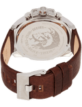 Diesel Mega Chief Chronograph Blue Dial Brown Leather Strap Watch For Men - DZ4281