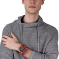 Diesel Mr Daddy 2.0 Chronograph Grey Dial Red Rubber Strap Watch For Men - DZ7430