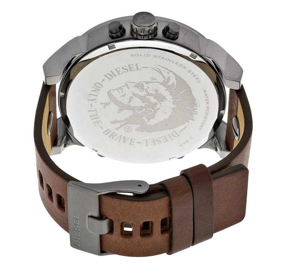 Diesel Mr Daddy Chronograph Blue Dial Brown Leather Strap Watch For Men - DZ7314