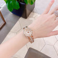 Bulova Crystal Mother of Pearl Dial Rose Gold Steel Strap Watch for Women - 98L197