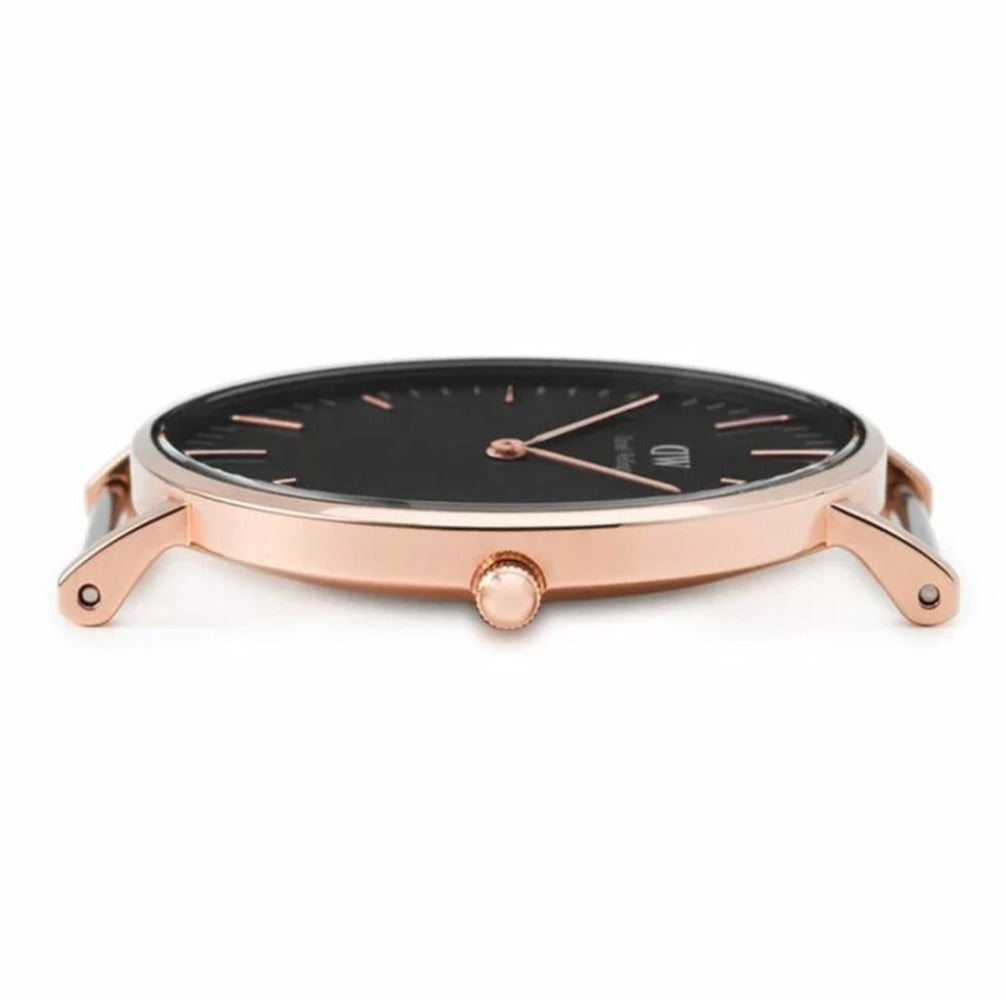 Daniel Wellington Classic Reading Black Dial Black Leather Strap Watch For Women - DW00100141