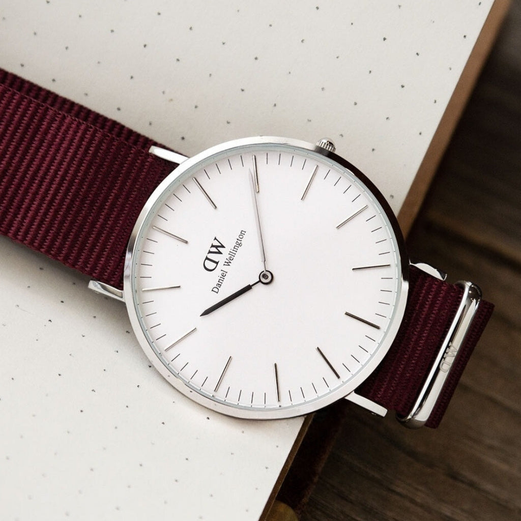 Daniel Wellington Classic Roselyn White Dial Red NATO Strap Watch For Women - DW00100268