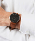 Daniel Wellington Classic St Mawes Black Dial Brown Leather Strap Watch For Men - DW00100130