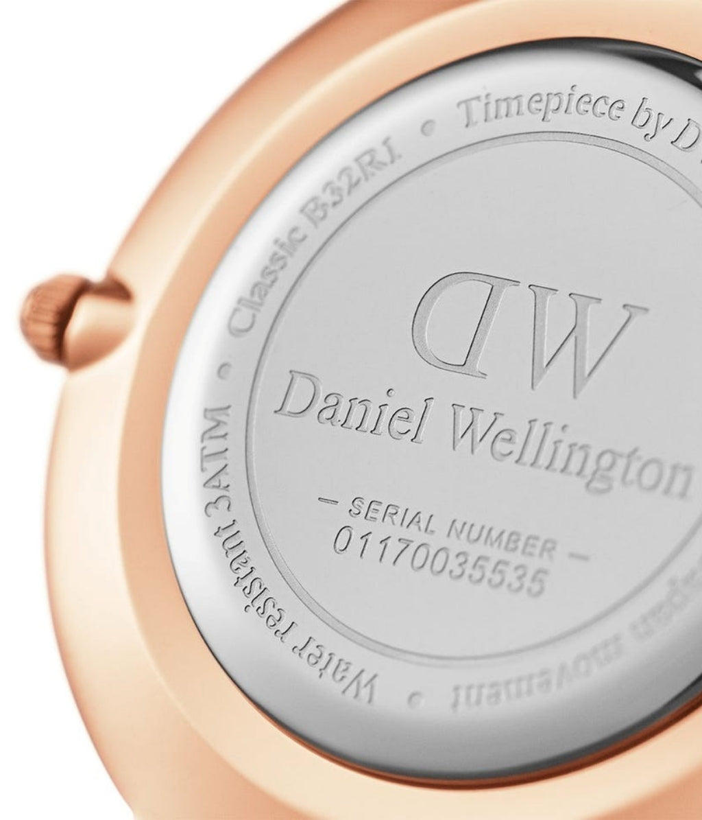 Daniel Wellington Classic Petite Dover Black Dial White NATO Strap Watch For Women - DW00100312