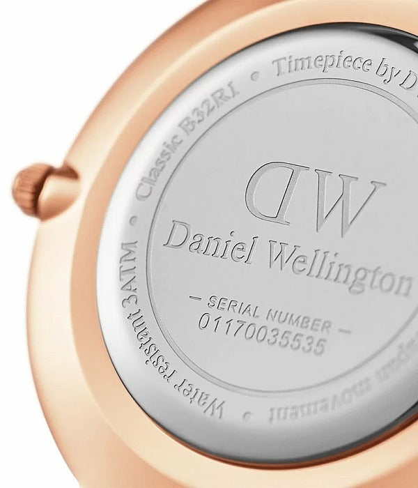 Daniel Wellington Classic Petite Bristol Black Dial Brown Leather Strap Watch For Women - DW00100165