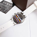 Guess Glitz Pride Limited Edition White Dial White Rubber Strap Watch for Women - GW0407L4