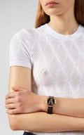 Versace Virtus Quartz Black Dial Black Leather Strap Watch for Women - VEHC00119