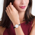 Marc Jacobs Sally White Dial Black Leather Strap Watch for Women - MBM1352