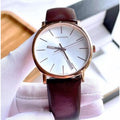 Calvin Klein Posh Silver Dial Brown Leather Strap Watch for Men - K8Q316G6